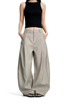 Sculpted Pleated Wide Leg Trousers - Apricot