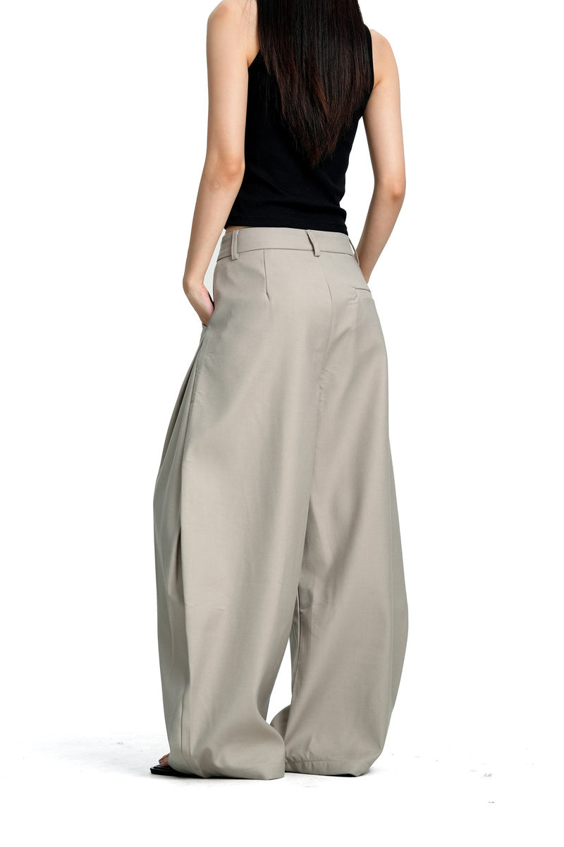 Sculpted Pleated Wide Leg Trousers