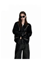 Shaped Pocket Faux Leather Jacket