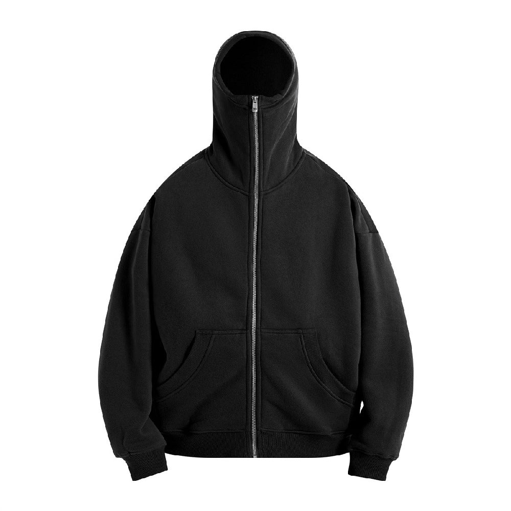 High Collar Zip Up Hoodie