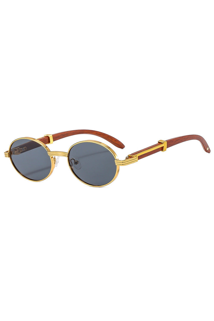 Wooden Frame Oval Sunglasses