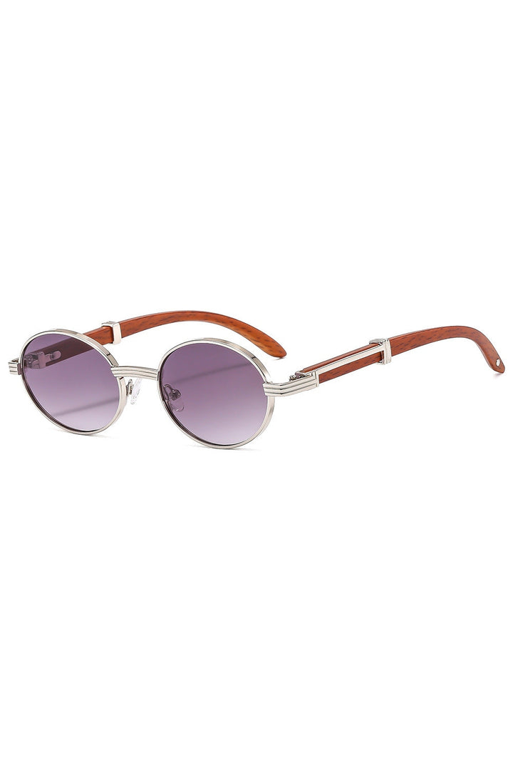 Wooden Frame Oval Sunglasses