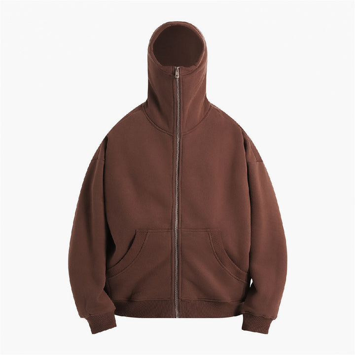 High Collar Zip-Up Hoodie