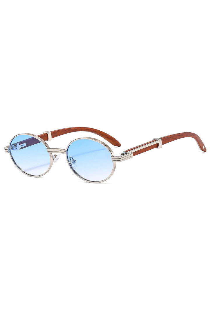 Wooden Frame Oval Sunglasses