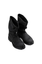 Slouchy Leather Pull On Boots - Black - three-quarter pair view
