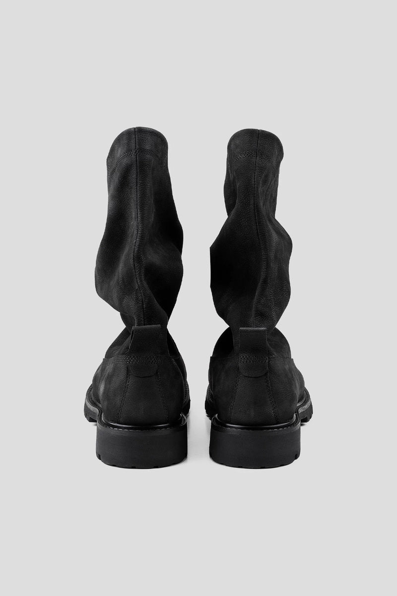 Slouchy Leather Pull On Boots - Black - view 3