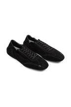 Soft Suede Panel Trainers - Black - three-quarter pair view