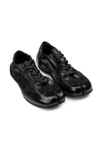Split Toe Horsehide Sneakers - Black - three-quarter pair view