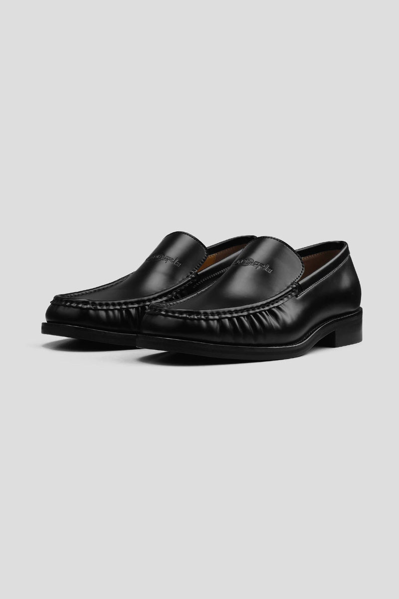 Square Toe Leather Loafers - Black - view 2