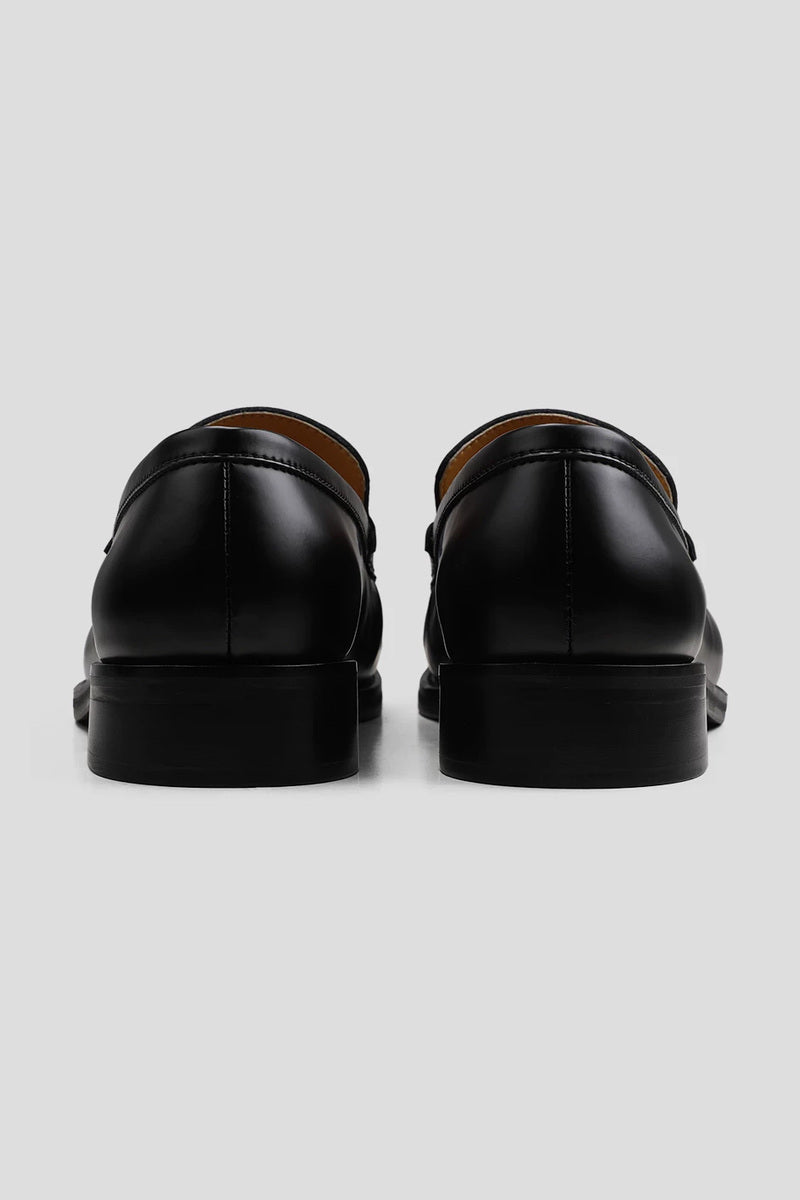 Square Toe Leather Loafers - Black - view 3