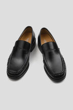 Square Toe Leather Loafers - Black - view 5