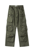 Stacked Multi Pocket Cargo Pants – Dark Green – front product view