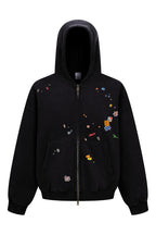 Sticker Patch Zip Hoodie — Washed Black