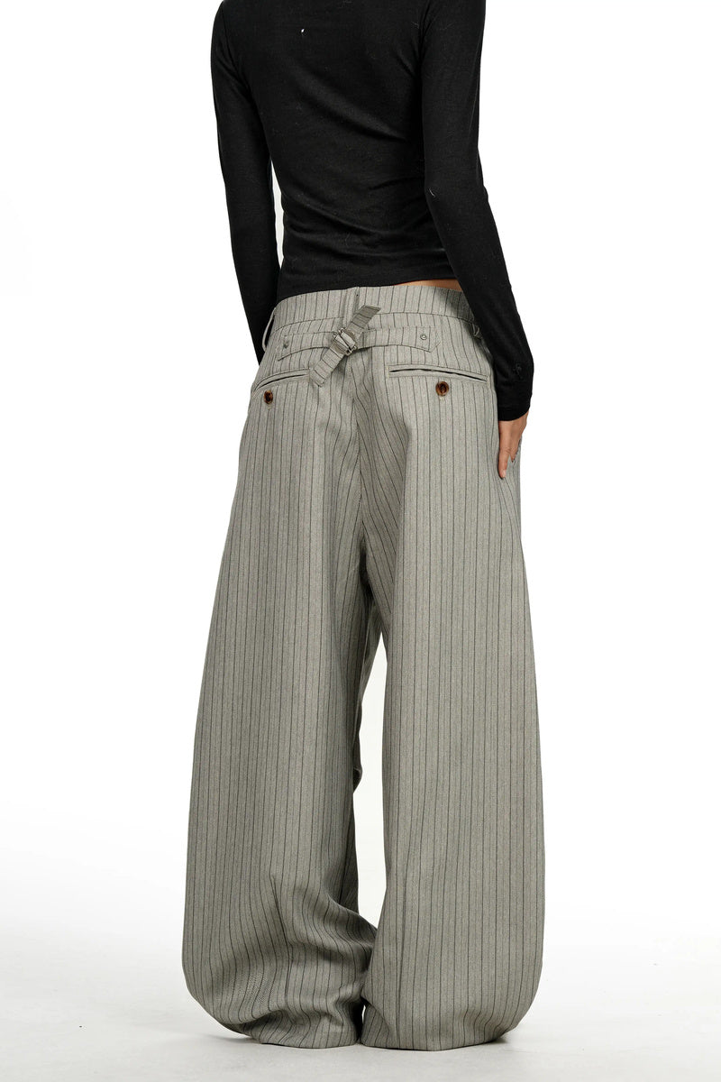 Striped Curved Leg Trousers