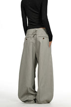 Striped Curved Leg Trousers