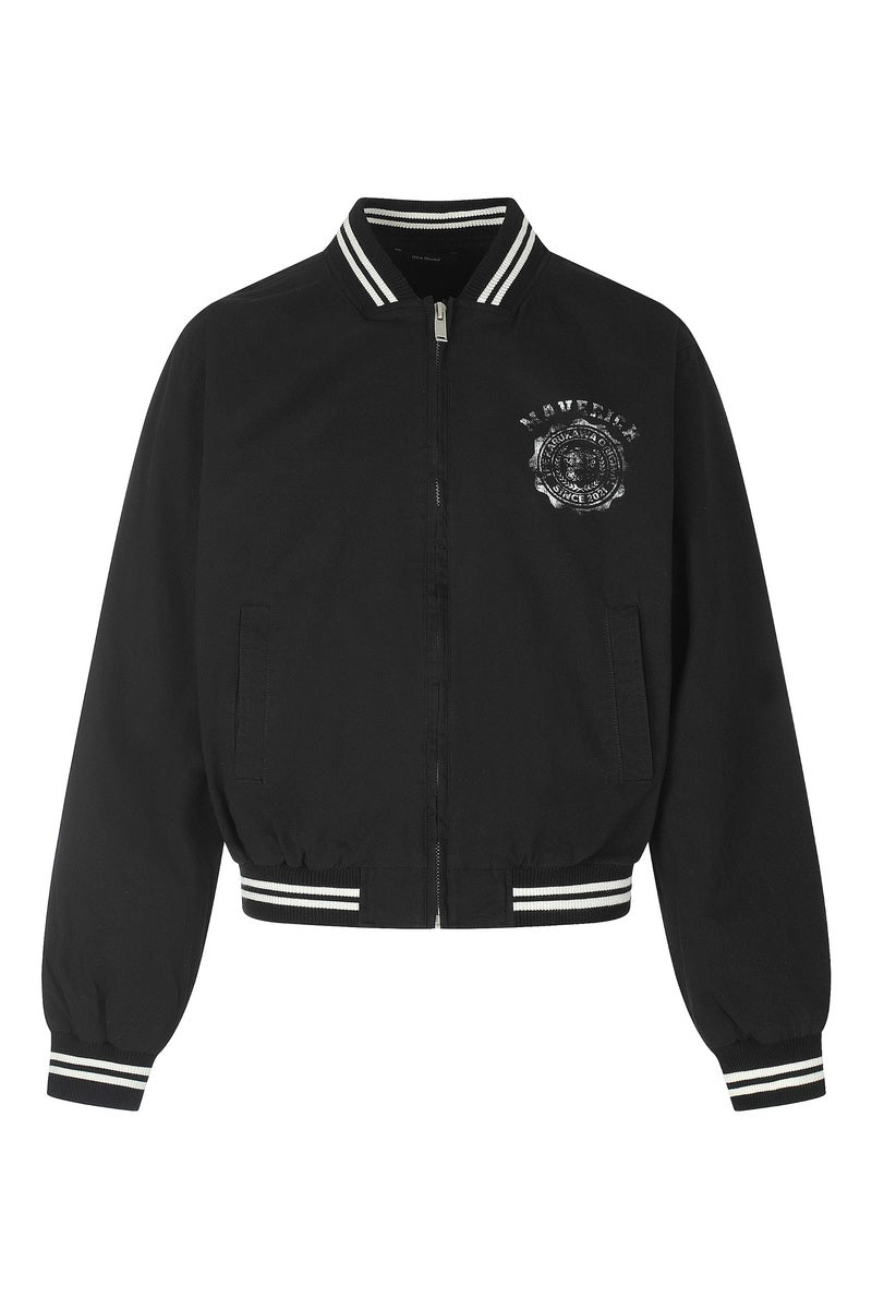 Striped Trim Varsity Jacket