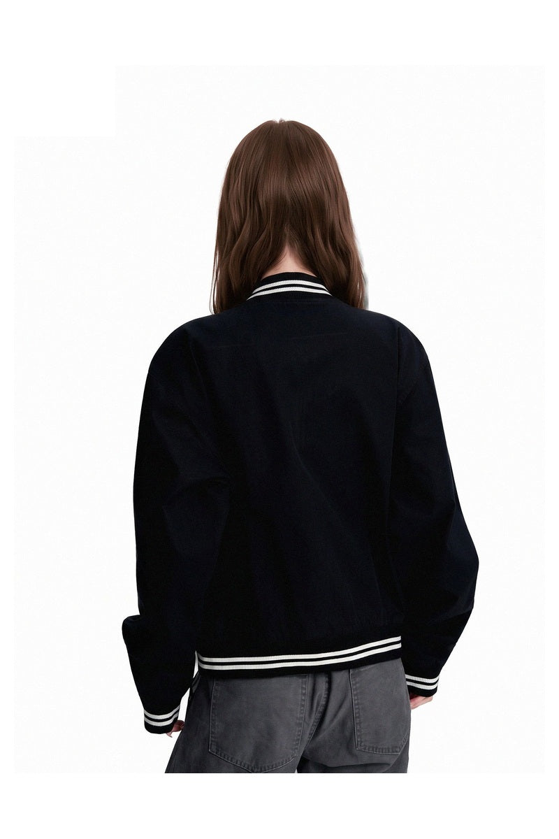 Striped Trim Varsity Jacket