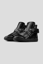 Studded High Top Leather Sneakers - Black - view 2