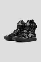 Studded Leather High Top Trainers - Black - view 2