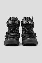 Studded Leather High Top Trainers - Black - view 5