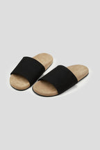 Suede Single Strap Slides - Black - view 2