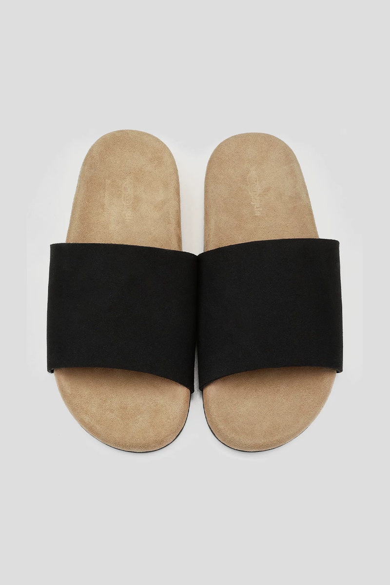 Suede Single Strap Slides - Black - view 4