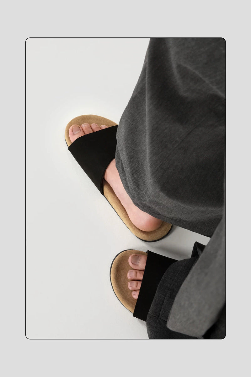 Suede Single Strap Slides - Black - view 5