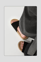 Suede Single Strap Slides - Black - view 5
