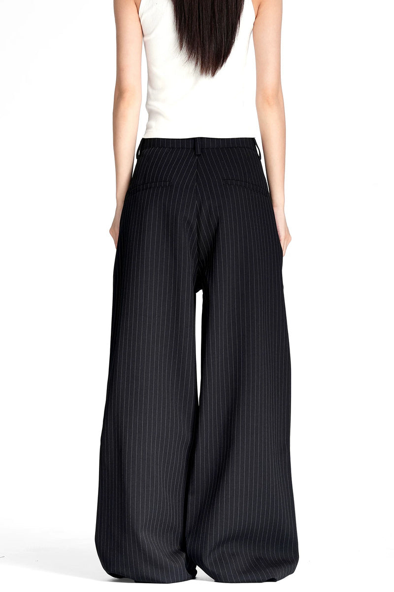 Textured Pinstripe Wide Leg Trousers