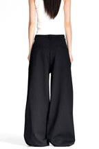 Textured Pinstripe Wide Leg Trousers