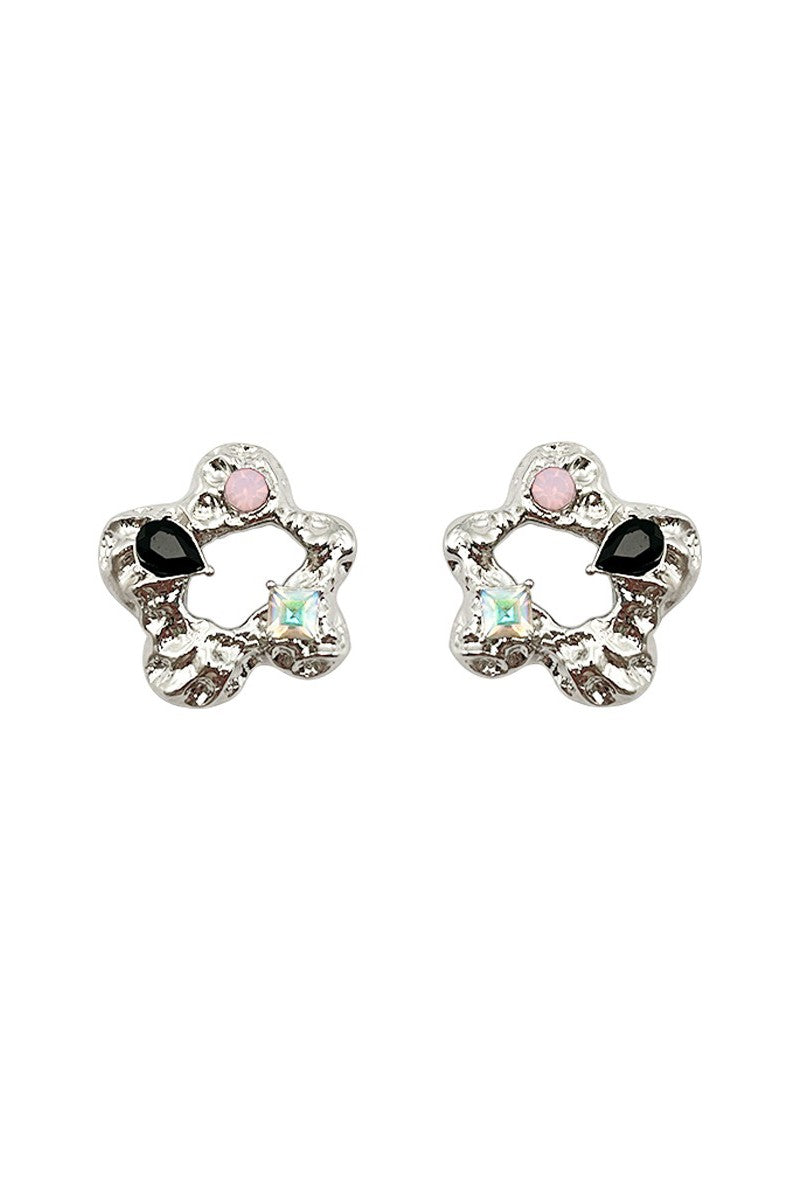 Gemstone Flower Earrings