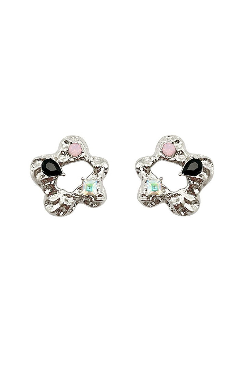 Gemstone Flower Earrings