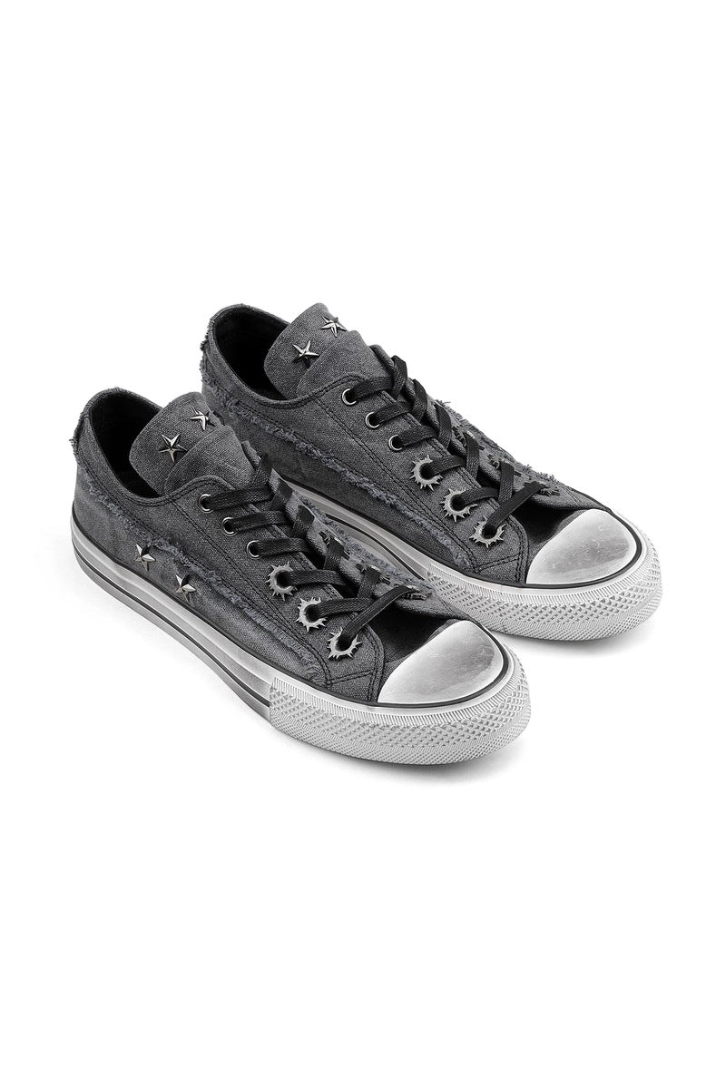 Washed Canvas Low Sole Sneakers - Washed Gray - three-quarter pair view