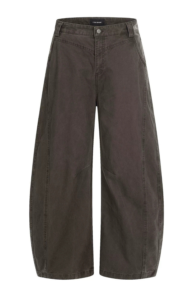 Washed Panel Utility Pants – Brown – front product view