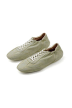 Washed Suede Lace Up Sneakers - Light Green - three-quarter pair view