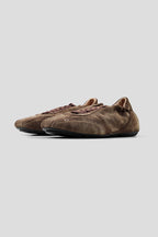 Washed Suede Low Sole Trainers - Brown - view 2