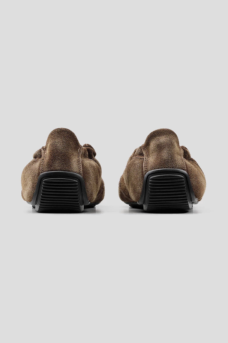 Washed Suede Low Sole Trainers - Brown - view 3