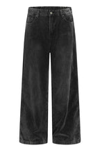 Washed Wide Corduroy Pants – Black – front product view