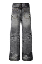 Whisker Wash Straight Jeans