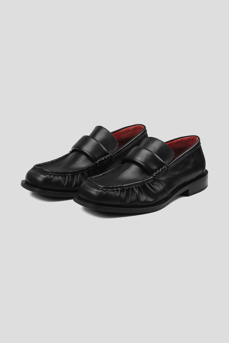 Wrinkled Calfskin Penny Loafers - Black - view 2