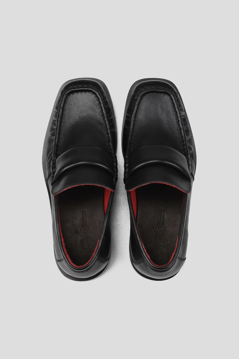 Wrinkled Calfskin Penny Loafers - Black - view 5