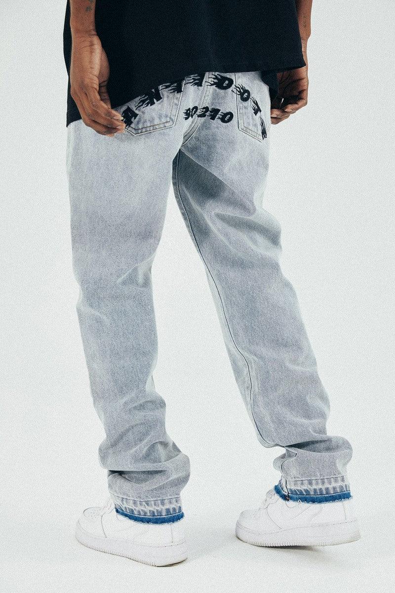 Antidote Washed Embroidered Logo Jeans - UK Only