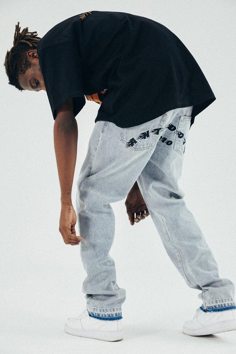 Antidote Washed Embroidered Logo Jeans - UK Only