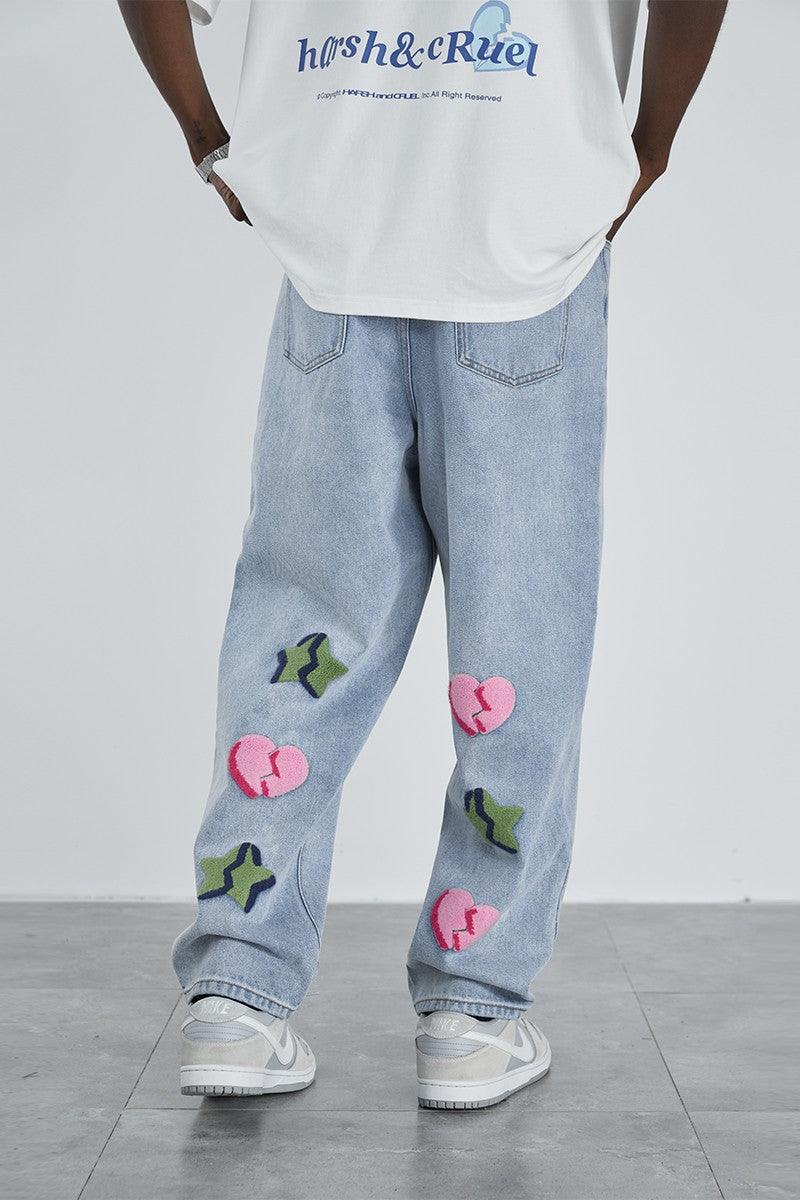 H/C Embroidered Logo Broken Heart Jeans - UK Only