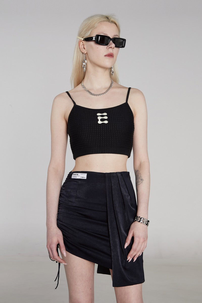 STEEPC Pleated Stitched Velvet Skirt