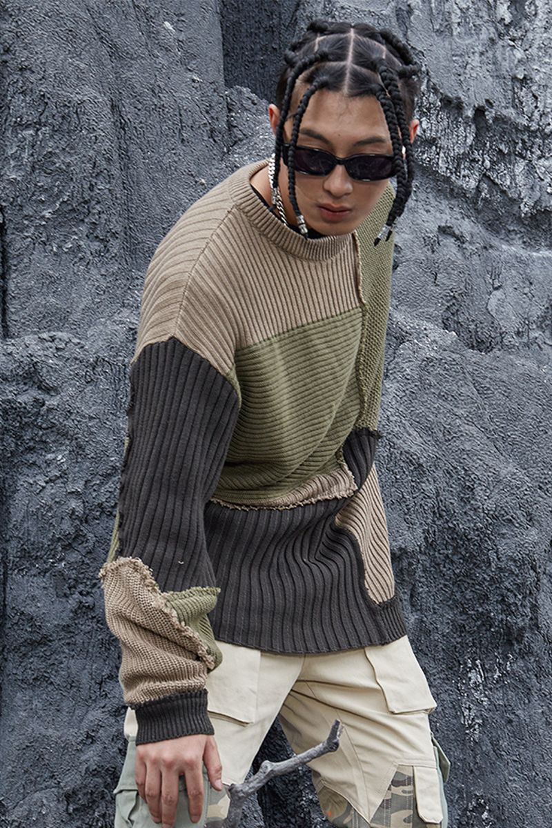 STEEPC Stitched Loose Knit Sweater
