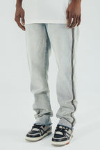 Antidote Washed Side Zipper Straight Jeans