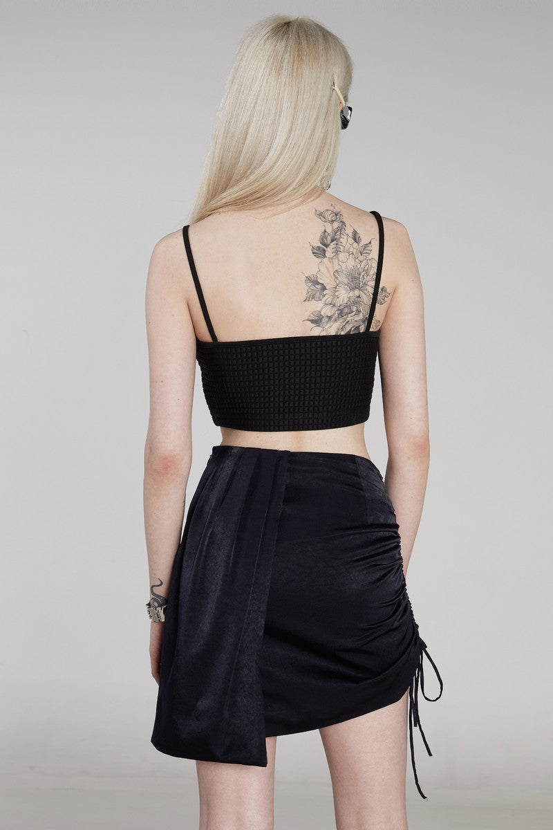 STEEPC Pleated Stitched Velvet Skirt
