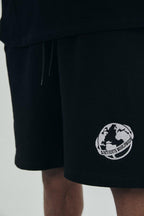 Antidote Embroidered Earth Logo Shorts