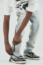 Antidote Washed Side Zipper Straight Jeans